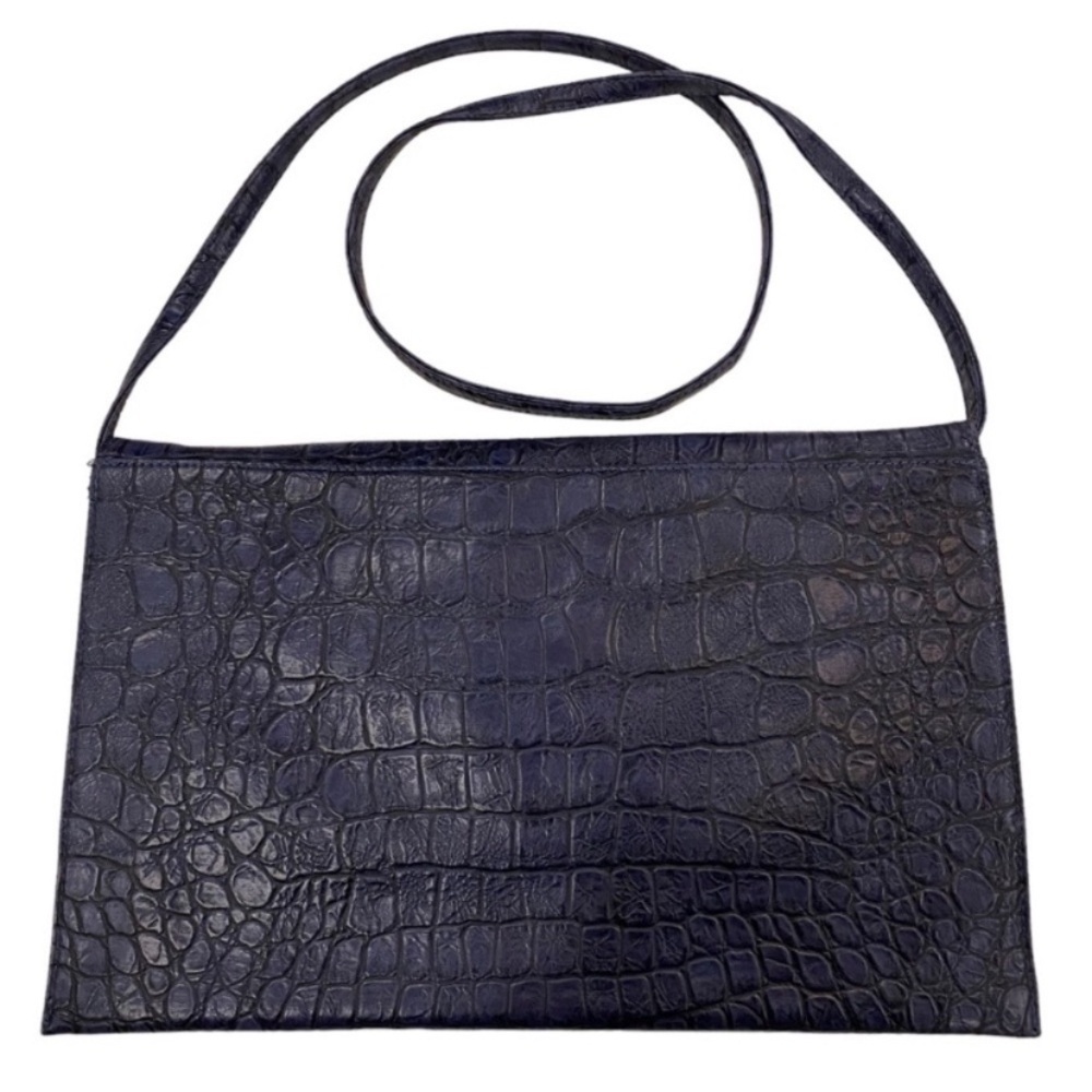 Leather Envelope Bag Croc Detail Leather Crossbody Laptop Bag By Orange Caramel - Picture 4 of 8